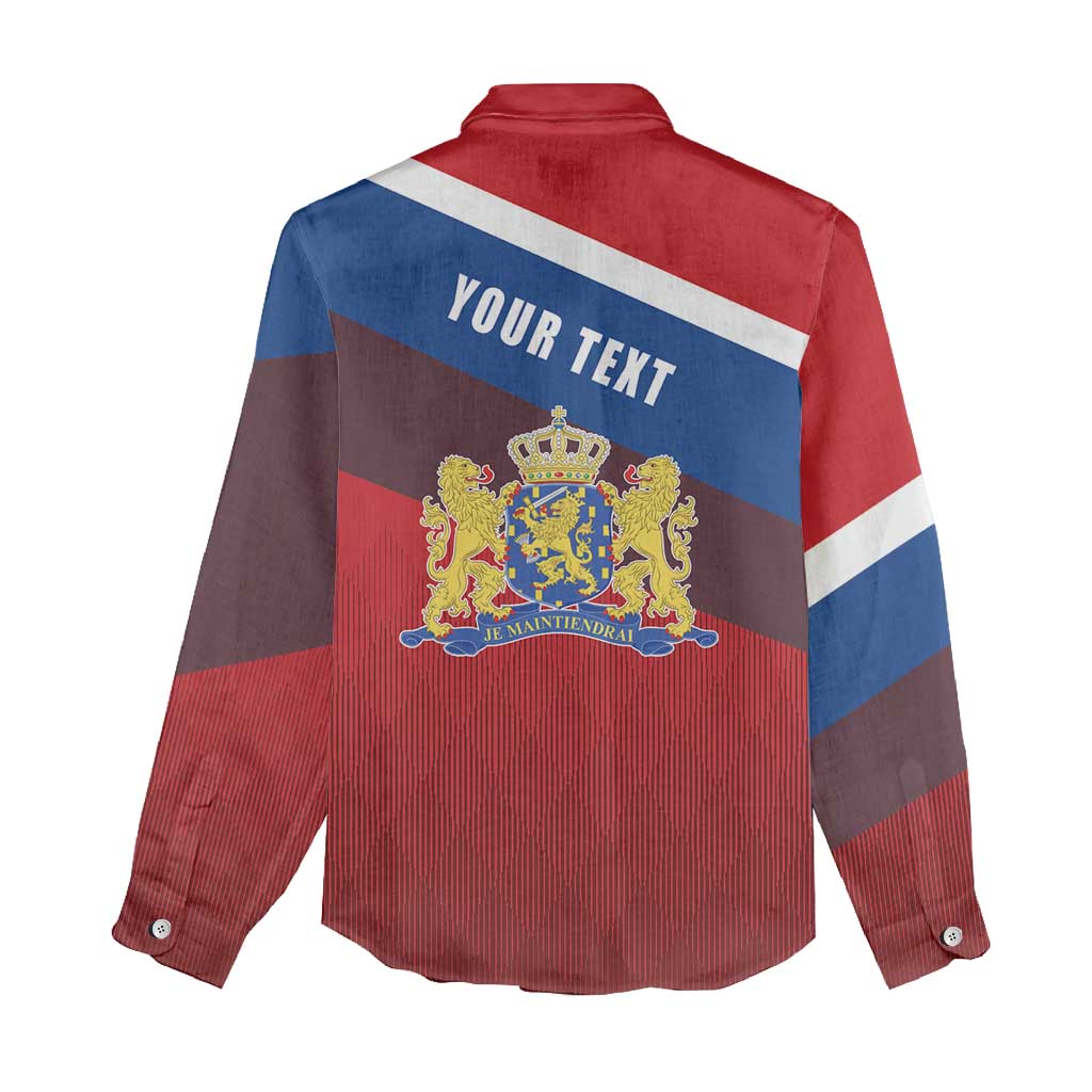 Personalized Netherlands Lion Women Casual Shirt Nederland Flag and Coat of Arms