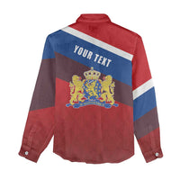 Personalized Netherlands Lion Women Casual Shirt Nederland Flag and Coat of Arms