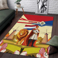 Netherlands Lion and Knight Area Rug Tulips and Windmills