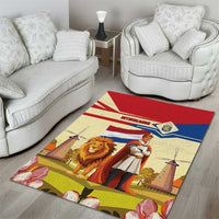 Netherlands Lion and Knight Area Rug Tulips and Windmills