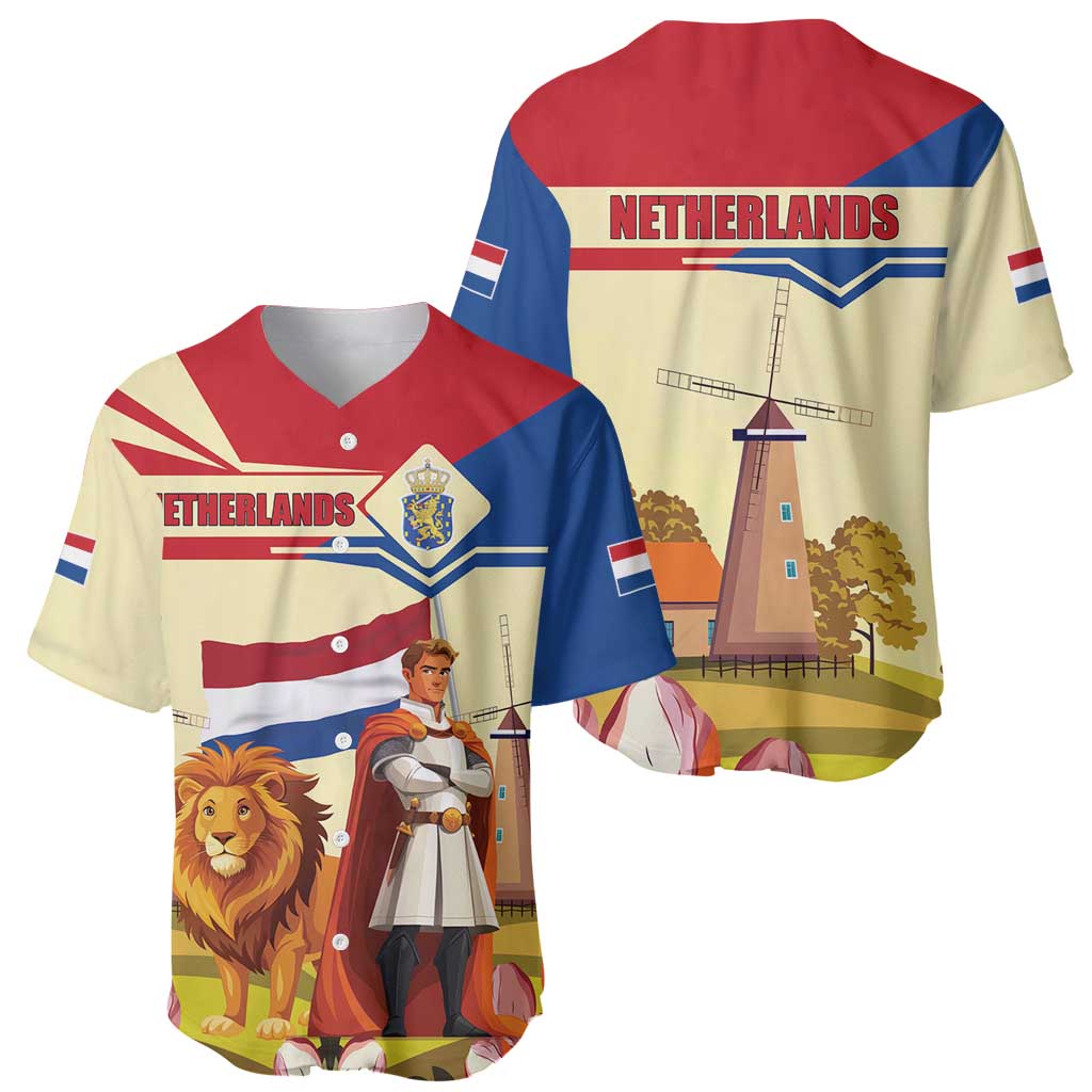 Netherlands Lion and Knight Baseball Jersey Tulips and Windmills