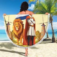 Netherlands Lion and Knight Beach Blanket Tulips and Windmills