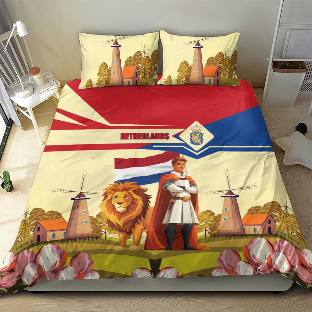 Netherlands Lion and Knight Bedding Set Tulips and Windmills