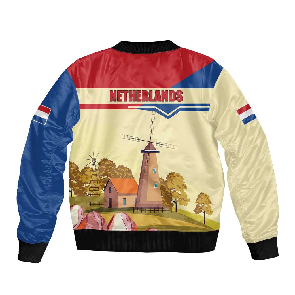 Netherlands Lion and Knight Bomber Jacket Tulips and Windmills