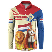 Netherlands Lion and Knight Button Sweatshirt Tulips and Windmills