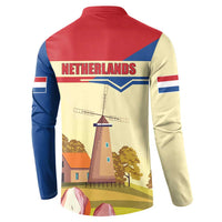 Netherlands Lion and Knight Button Sweatshirt Tulips and Windmills