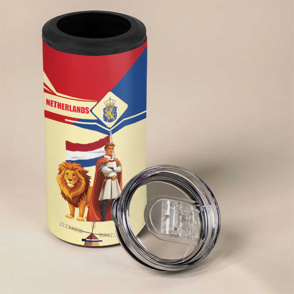 Netherlands Lion and Knight 4 in 1 Can Cooler Tumbler Tulips and Windmills
