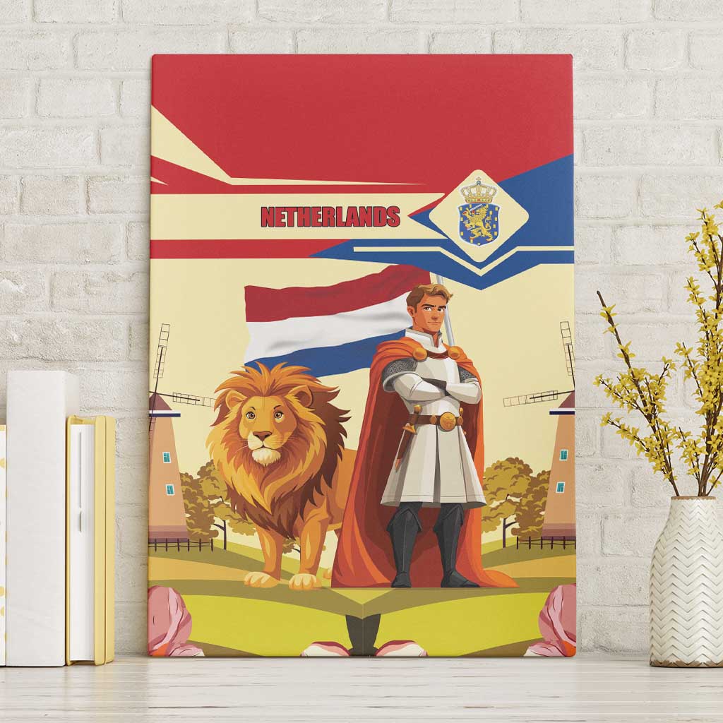 Netherlands Lion and Knight Canvas Wall Art Tulips and Windmills