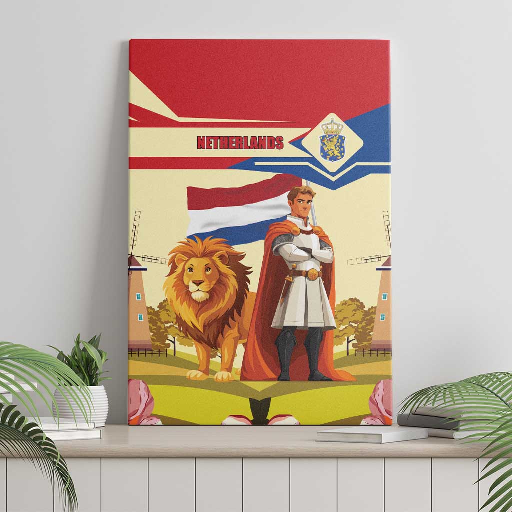 Netherlands Lion and Knight Canvas Wall Art Tulips and Windmills