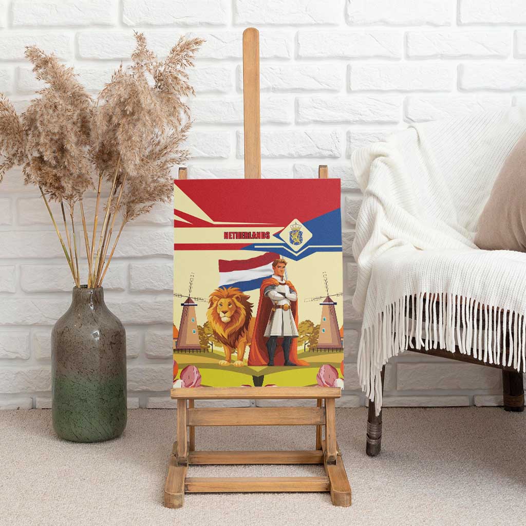 Netherlands Lion and Knight Canvas Wall Art Tulips and Windmills