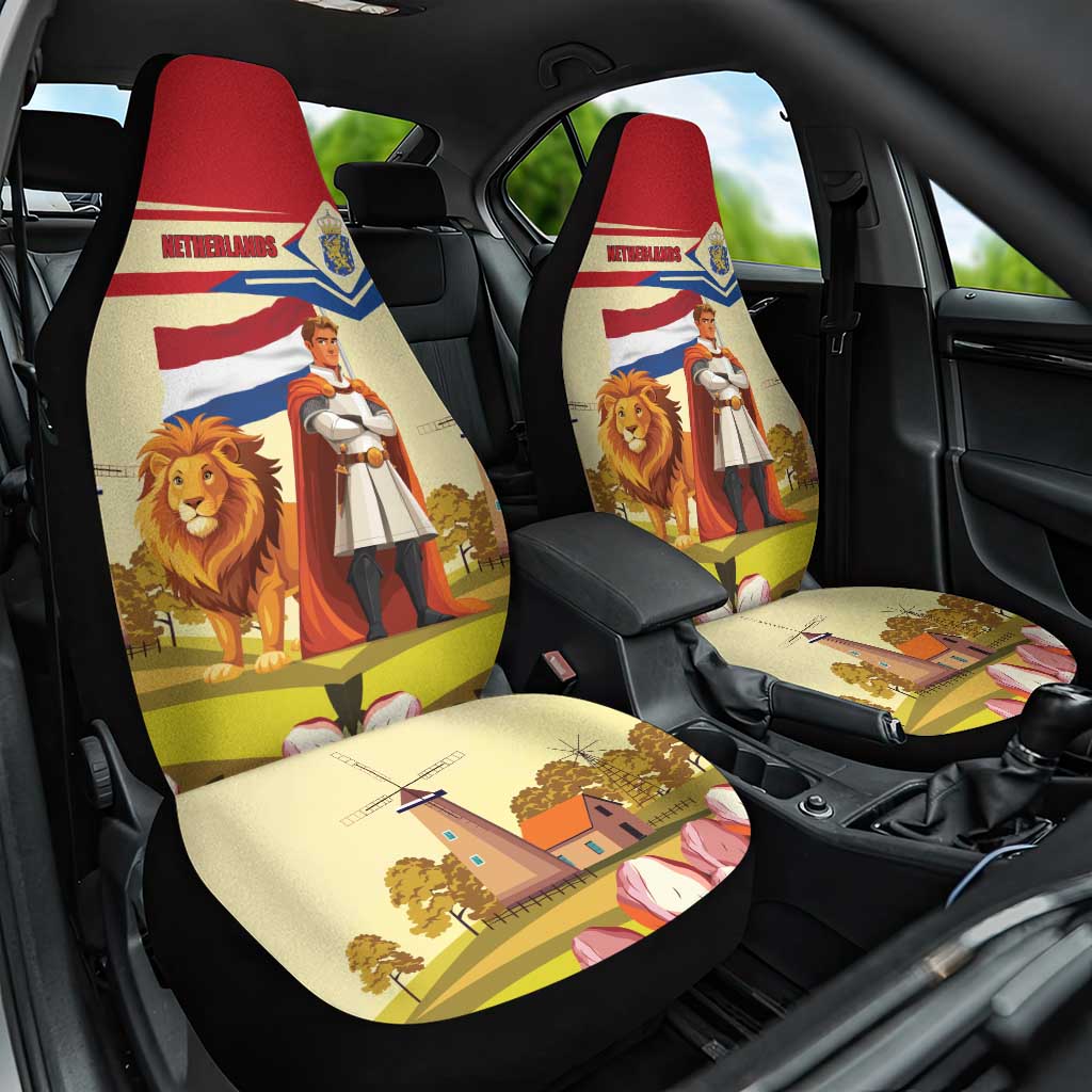 Netherlands Lion and Knight Car Seat Cover Tulips and Windmills