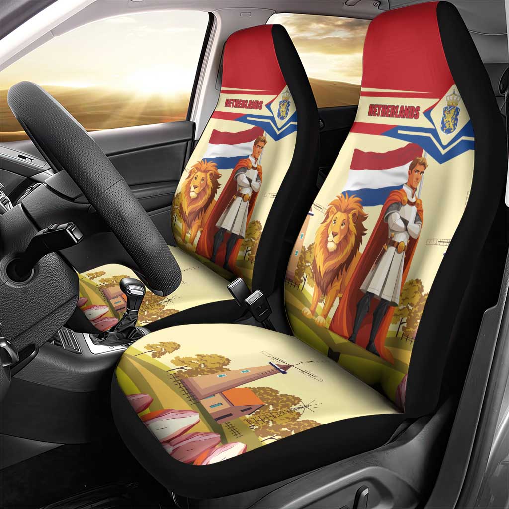 Netherlands Lion and Knight Car Seat Cover Tulips and Windmills