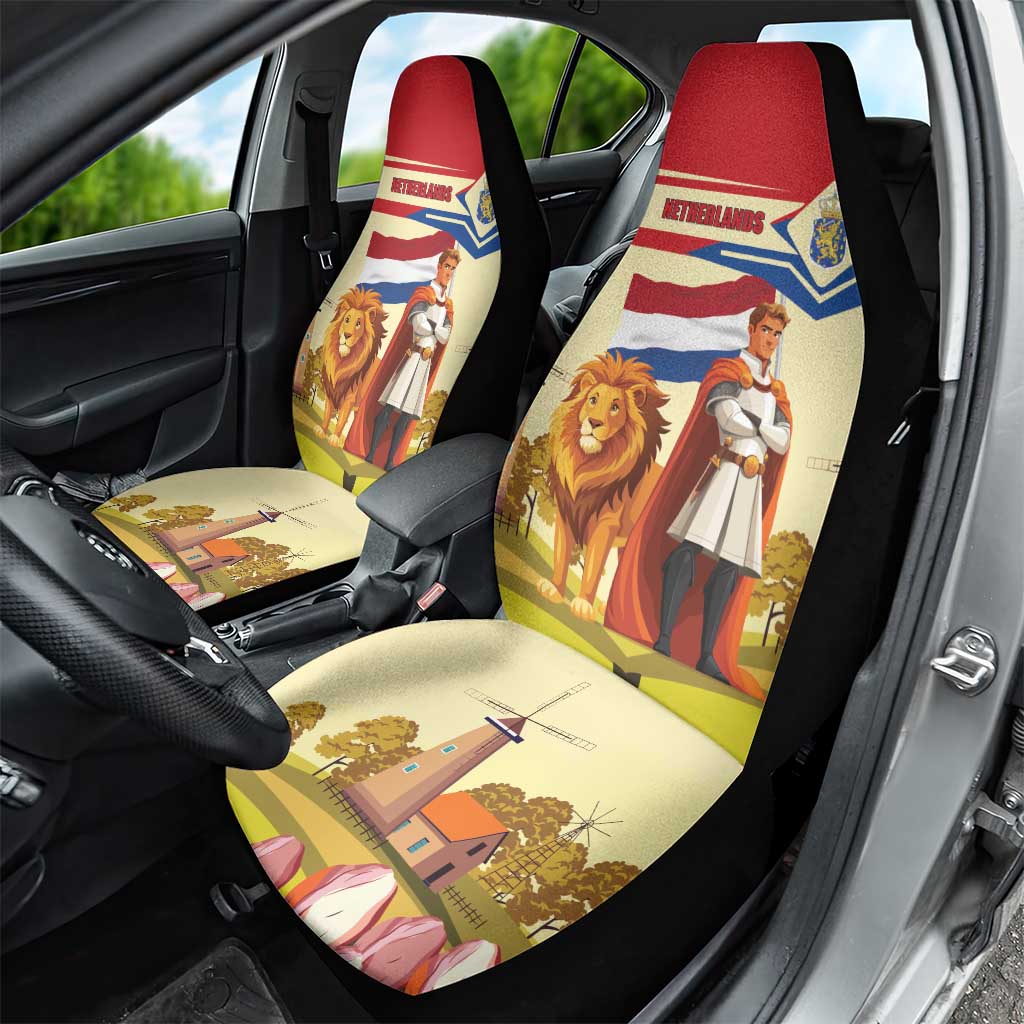 Netherlands Lion and Knight Car Seat Cover Tulips and Windmills
