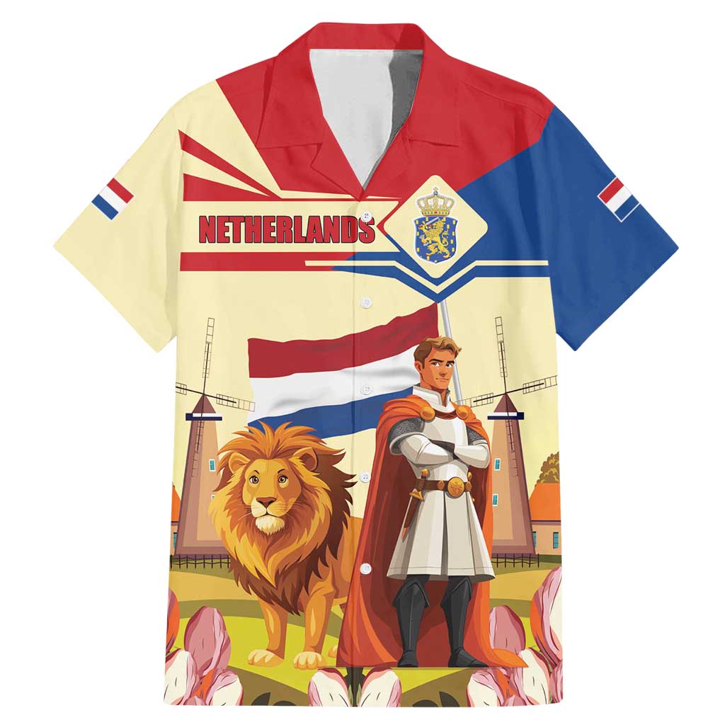 Netherlands Lion and Knight Family Matching Mermaid Dress and Hawaiian Shirt Tulips and Windmills