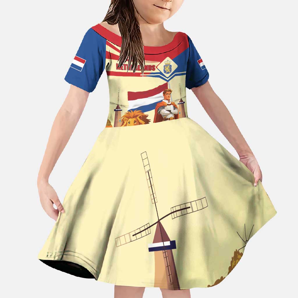 Netherlands Lion and Knight Family Matching Off Shoulder Maxi Dress and Hawaiian Shirt Tulips and Windmills