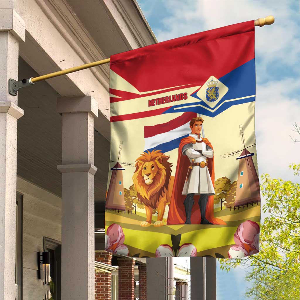 Netherlands Lion and Knight Garden Flag Tulips and Windmills