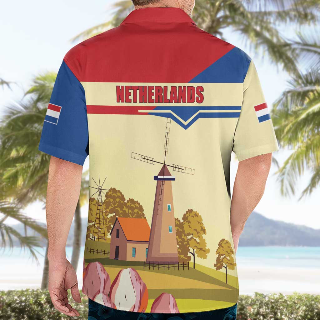Netherlands Lion and Knight Hawaiian Shirt Tulips and Windmills