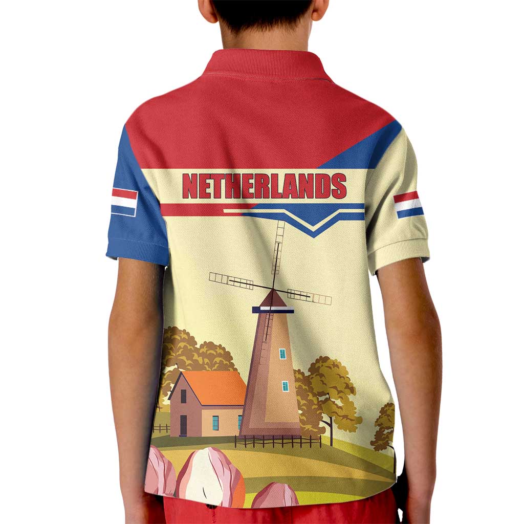 Netherlands Lion and Knight Kid Polo Shirt Tulips and Windmills