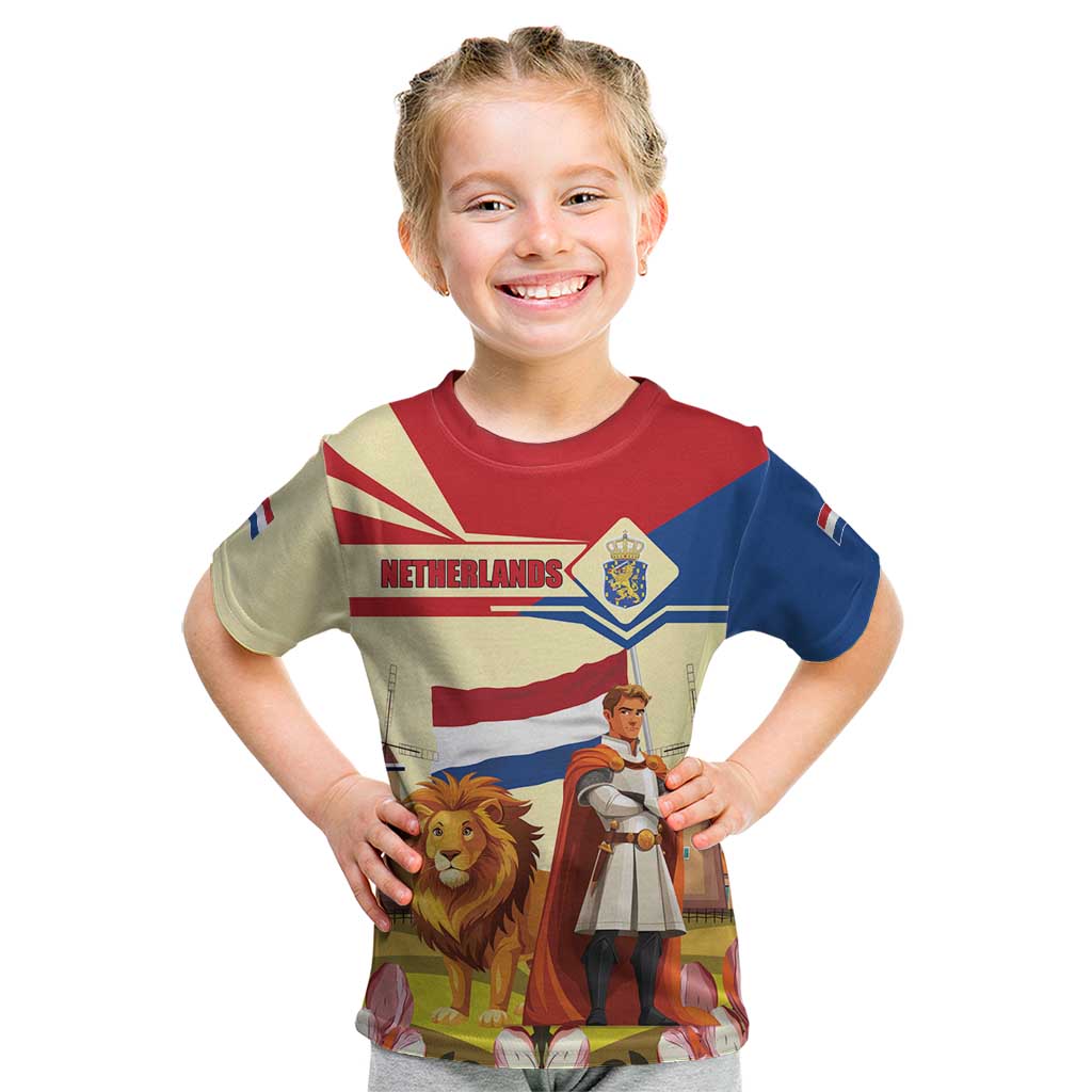 Netherlands Lion and Knight Kid T Shirt Tulips and Windmills