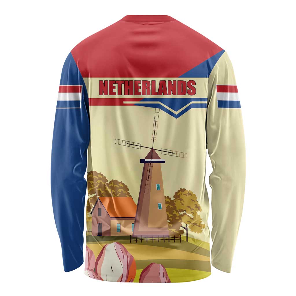 Netherlands Lion and Knight Long Sleeve Shirt Tulips and Windmills