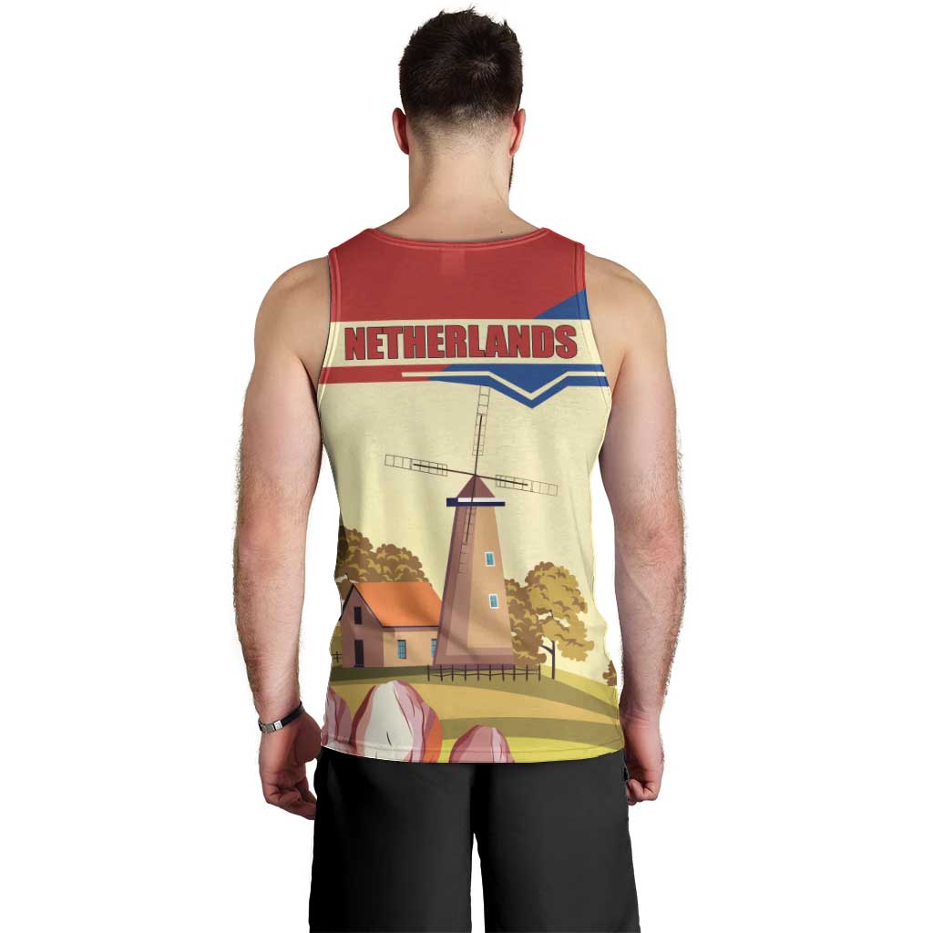 Netherlands Lion and Knight Men Tank Top Tulips and Windmills