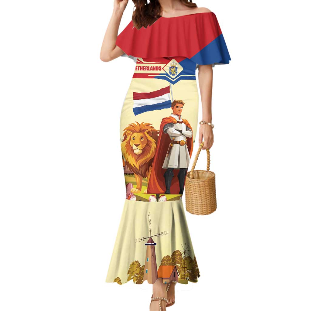 Netherlands Lion and Knight Mermaid Dress Tulips and Windmills