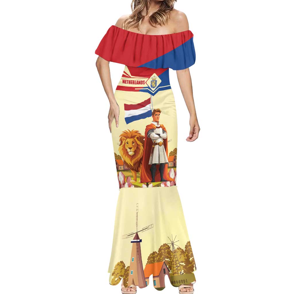 Netherlands Lion and Knight Mermaid Dress Tulips and Windmills