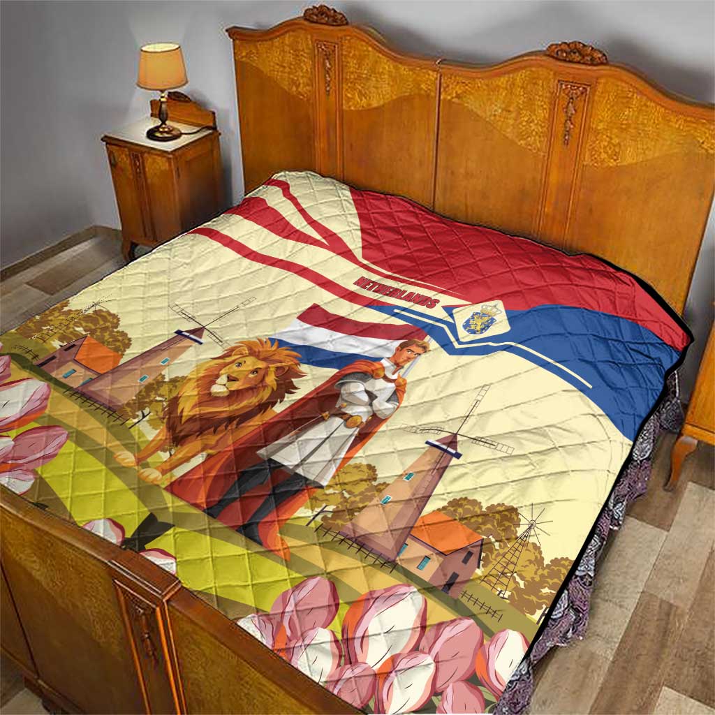 Netherlands Lion and Knight Quilt Tulips and Windmills