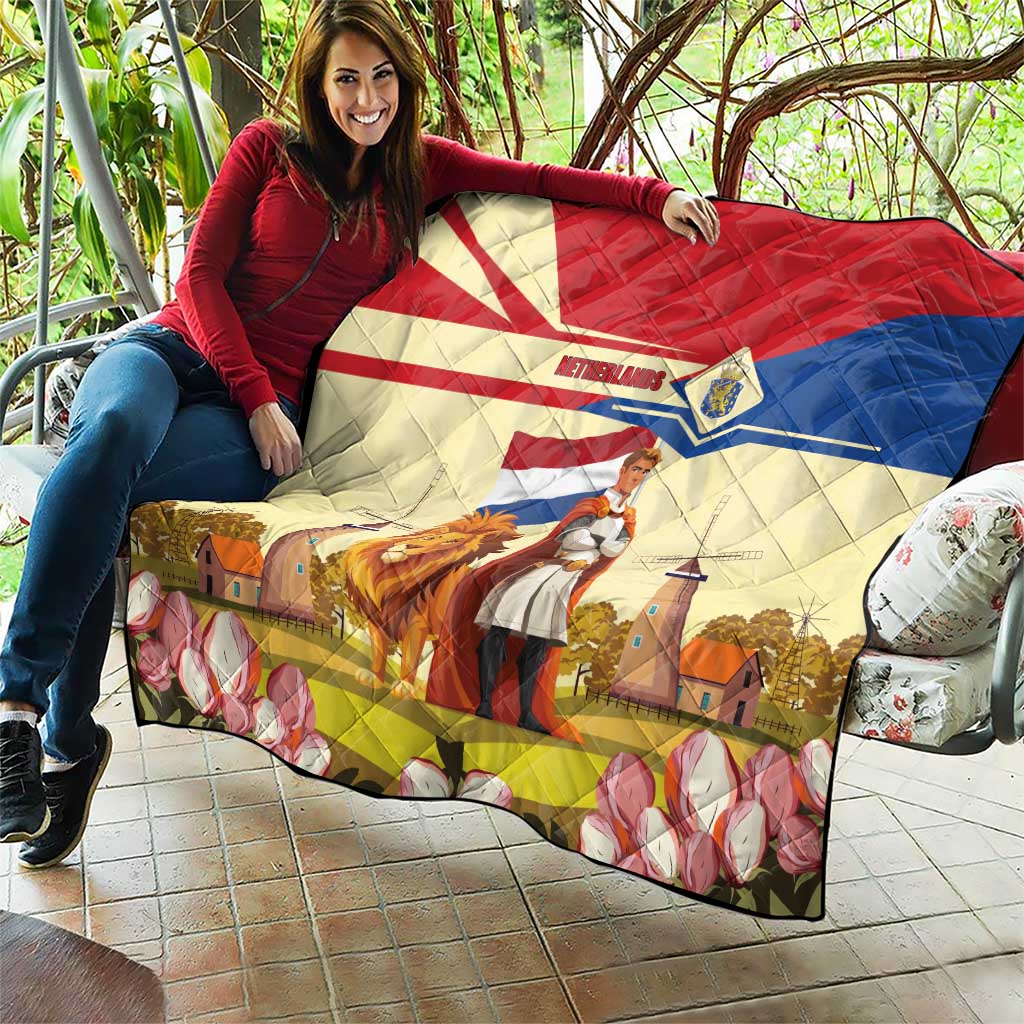 Netherlands Lion and Knight Quilt Tulips and Windmills
