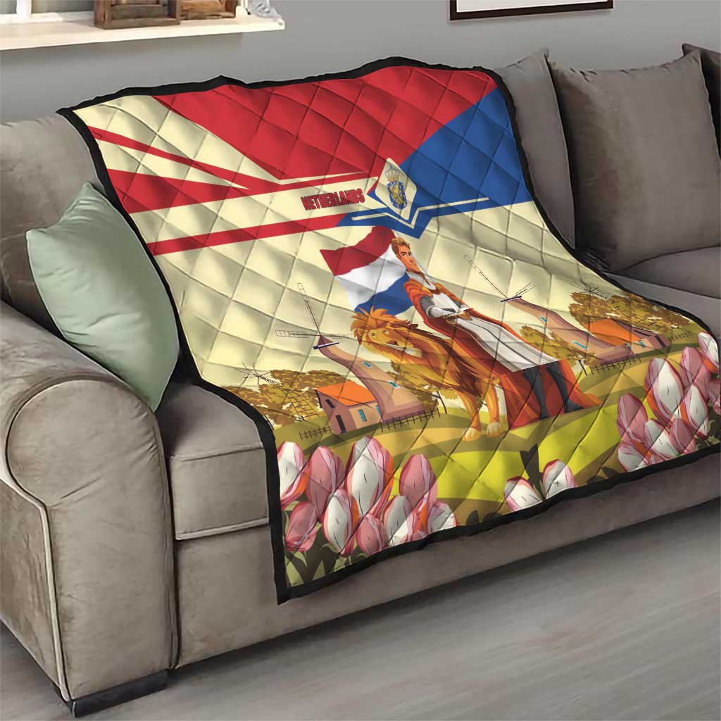 Netherlands Lion and Knight Quilt Tulips and Windmills