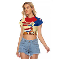 Netherlands Lion and Knight Raglan Cropped T Shirt Tulips and Windmills