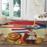 Netherlands Lion and Knight Round Carpet Tulips and Windmills