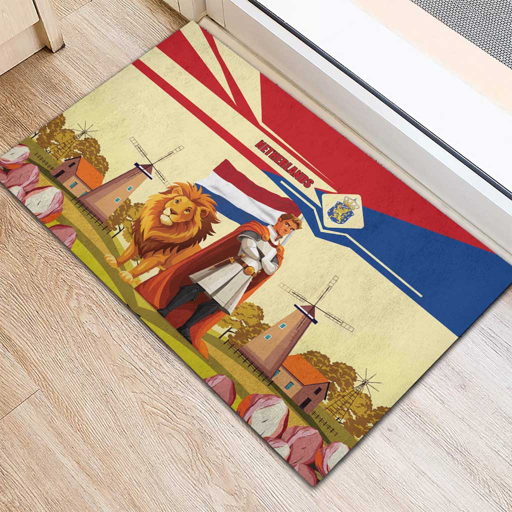 Netherlands Lion and Knight Rubber Doormat Tulips and Windmills