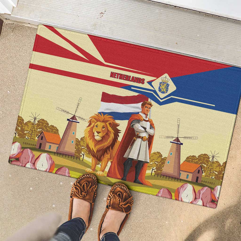 Netherlands Lion and Knight Rubber Doormat Tulips and Windmills