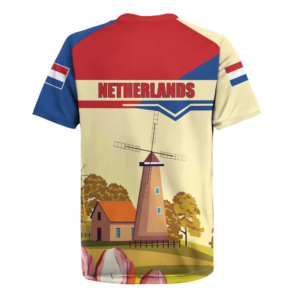 Netherlands Lion and Knight Rugby Jersey Tulips and Windmills