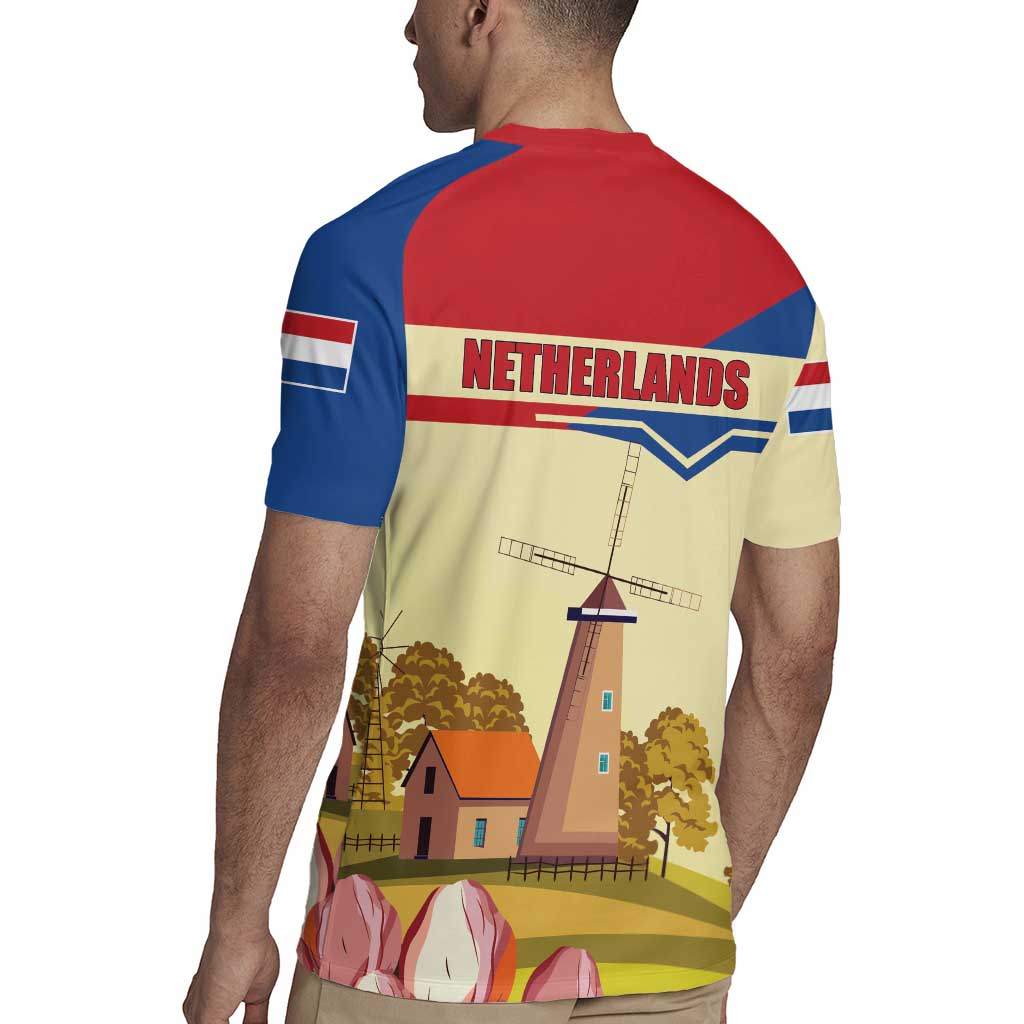 Netherlands Lion and Knight Rugby Jersey Tulips and Windmills