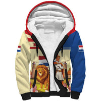 Netherlands Lion and Knight Sherpa Hoodie Tulips and Windmills