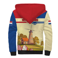Netherlands Lion and Knight Sherpa Hoodie Tulips and Windmills