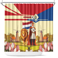 Netherlands Lion and Knight Shower Curtain Tulips and Windmills