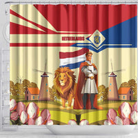 Netherlands Lion and Knight Shower Curtain Tulips and Windmills