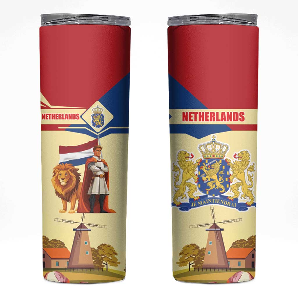 Netherlands Lion and Knight Skinny Tumbler Tulips and Windmills