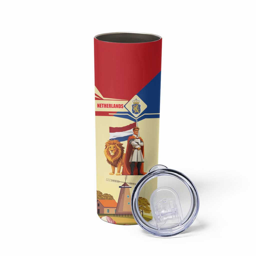 Netherlands Lion and Knight Skinny Tumbler Tulips and Windmills