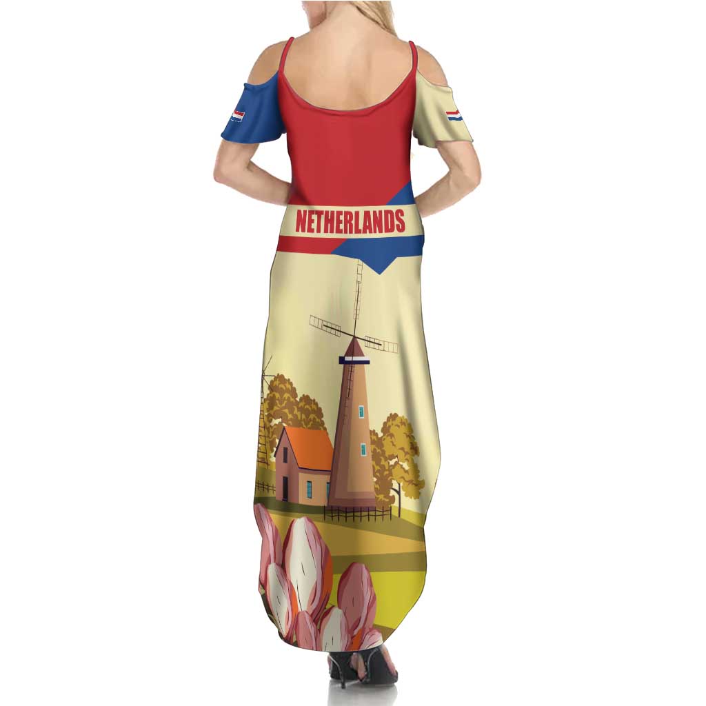 Netherlands Lion and Knight Summer Maxi Dress Tulips and Windmills