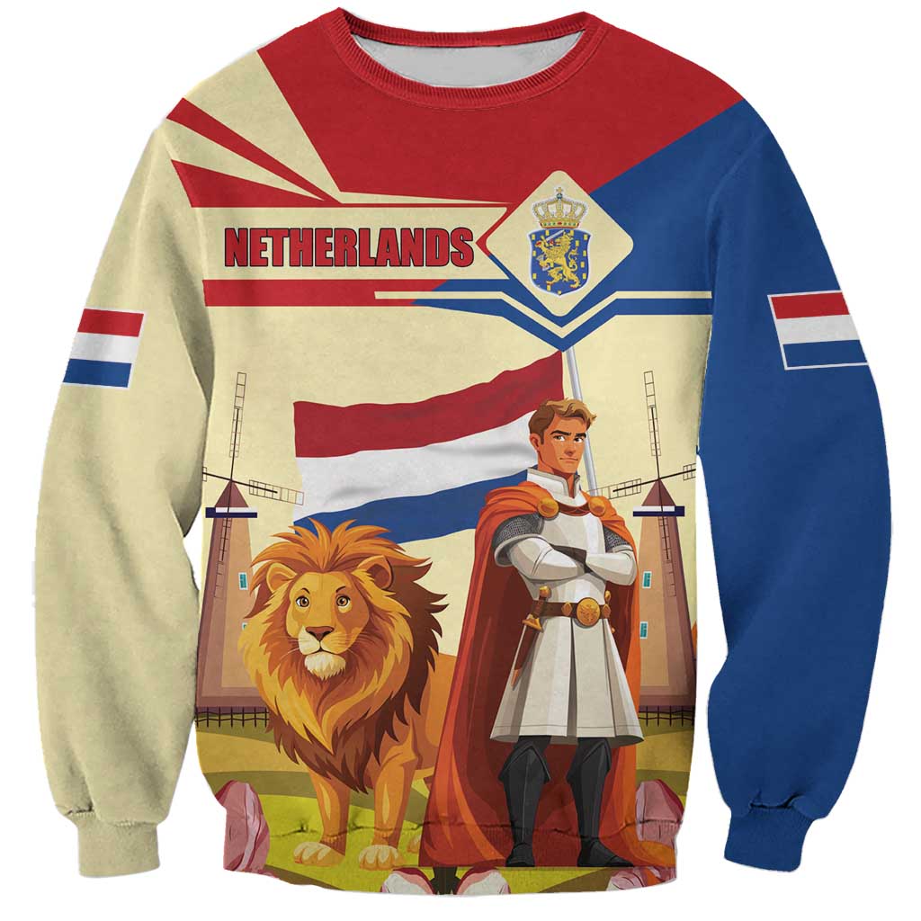 Netherlands Lion and Knight Sweatshirt Tulips and Windmills