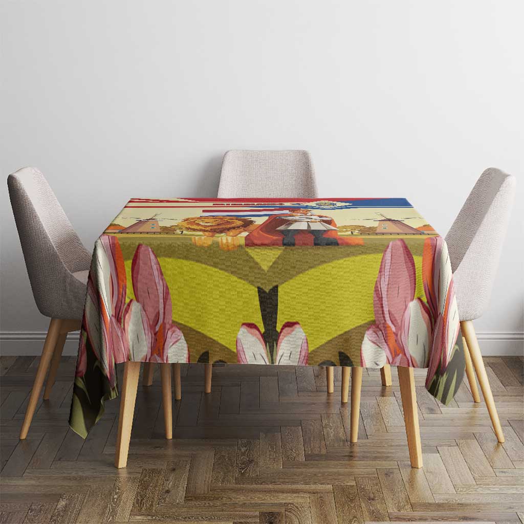 Netherlands Lion and Knight Tablecloth Tulips and Windmills