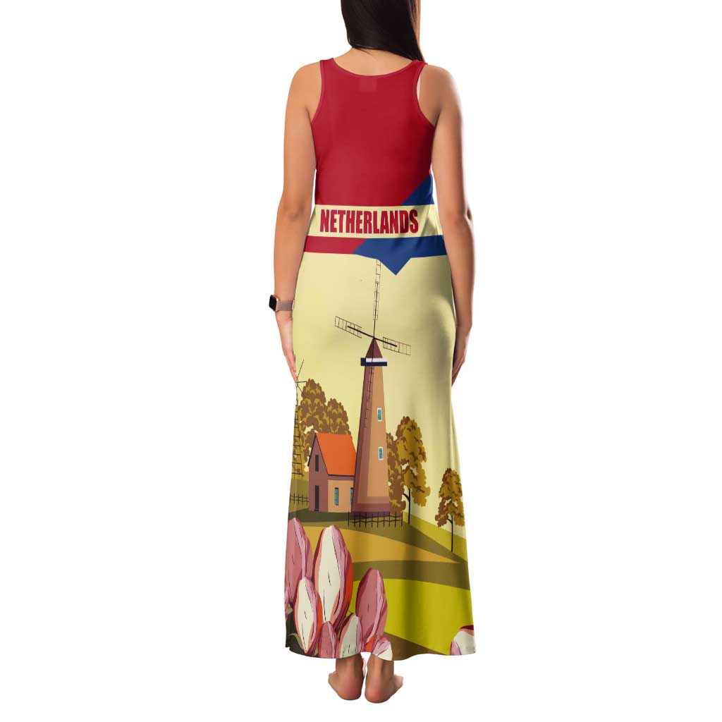 Netherlands Lion and Knight Tank Maxi Dress Tulips and Windmills