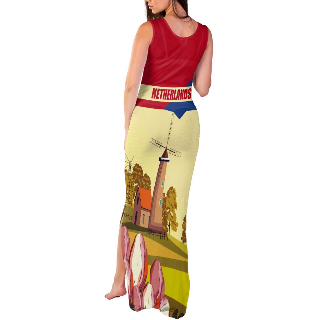 Netherlands Lion and Knight Tank Maxi Dress Tulips and Windmills