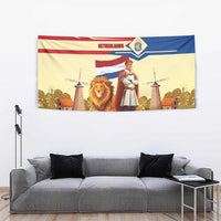 Netherlands Lion and Knight Tapestry Tulips and Windmills