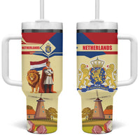 Netherlands Lion and Knight Tumbler With Handle Tulips and Windmills
