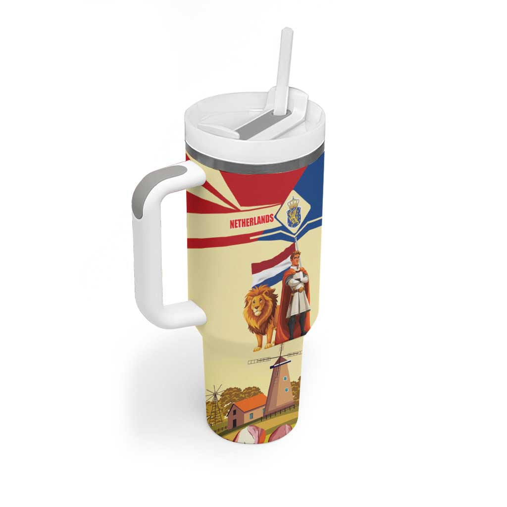Netherlands Lion and Knight Tumbler With Handle Tulips and Windmills